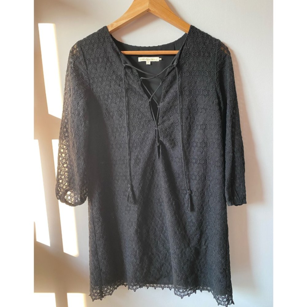 Little White Lies x Urban Outfitters Black Eyelet Lace Up Minidress